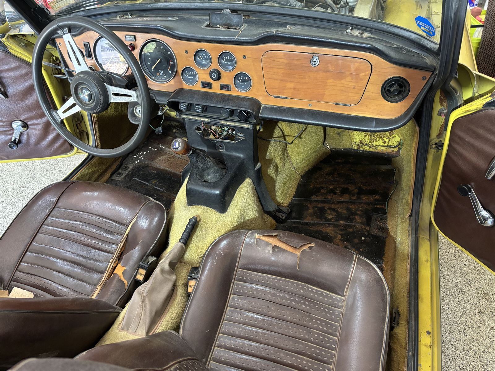 1974 Triumph TR6 interior.