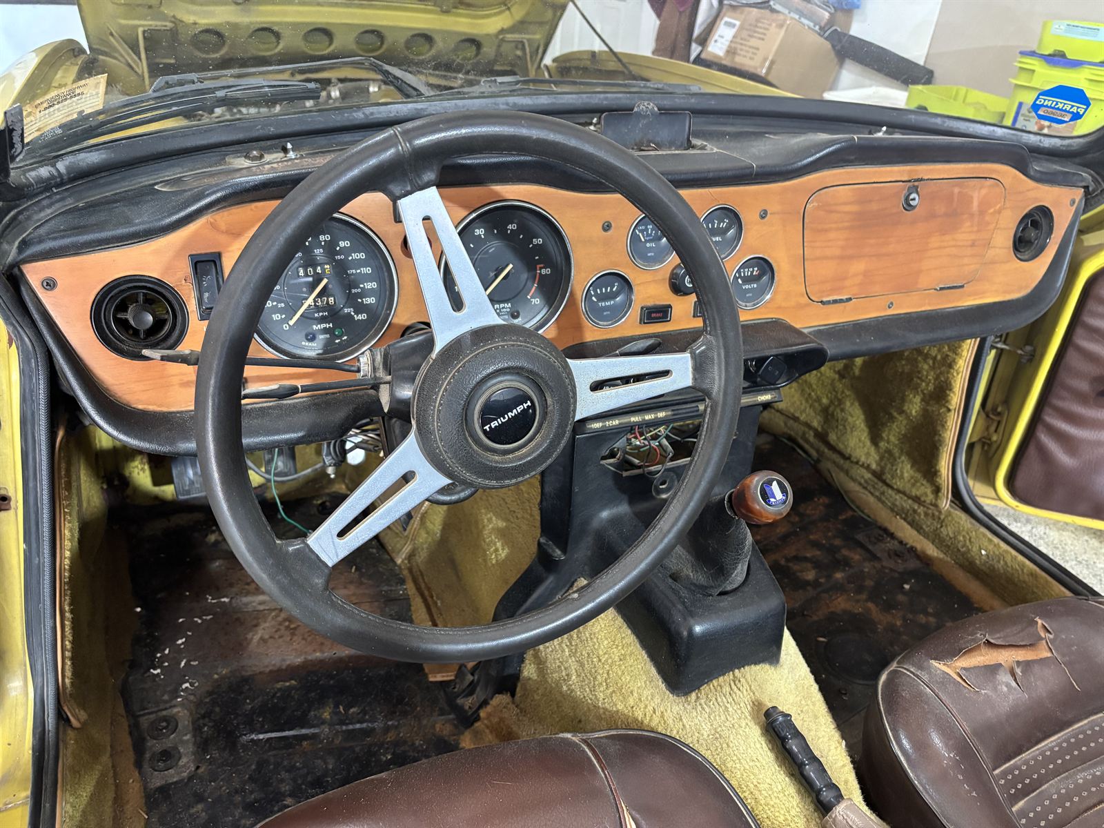 1974 Triumph TR6 interior.